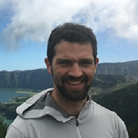 Richard Glover in front of mountains